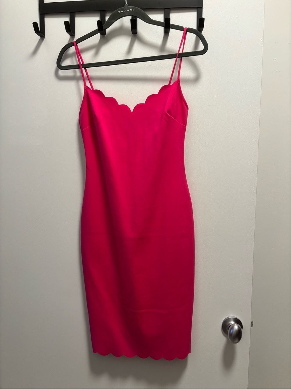 Likely Hot Pink Scallop-Edge Slip Dress